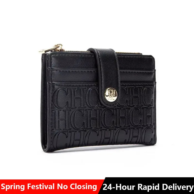 Luxury Brand Classic Retro Square Design Card Case Fashion Button Classic Folding Money Clip Compact Lightweight Luxury Women