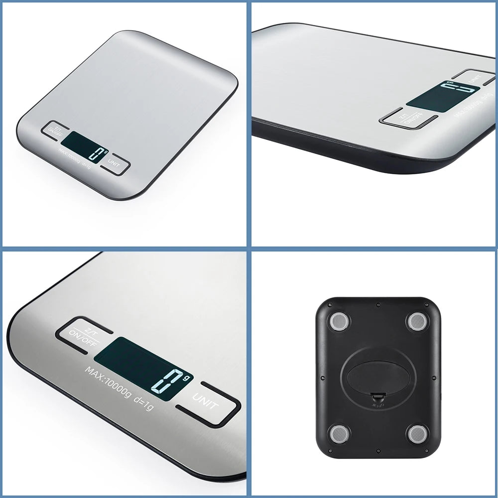 Balance de cuisine avec écran LCD, électronique en acier inoxydable, pour la maison, bijoux, collations, outils de cuisson