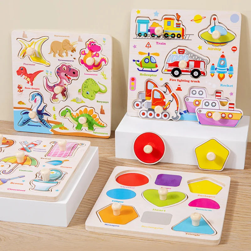 Puzzles en bois Montessori pour enfants, jeu de puzzle manuel, jeu de poissons pour développer la cognition et l'éveil des parents et des enfants