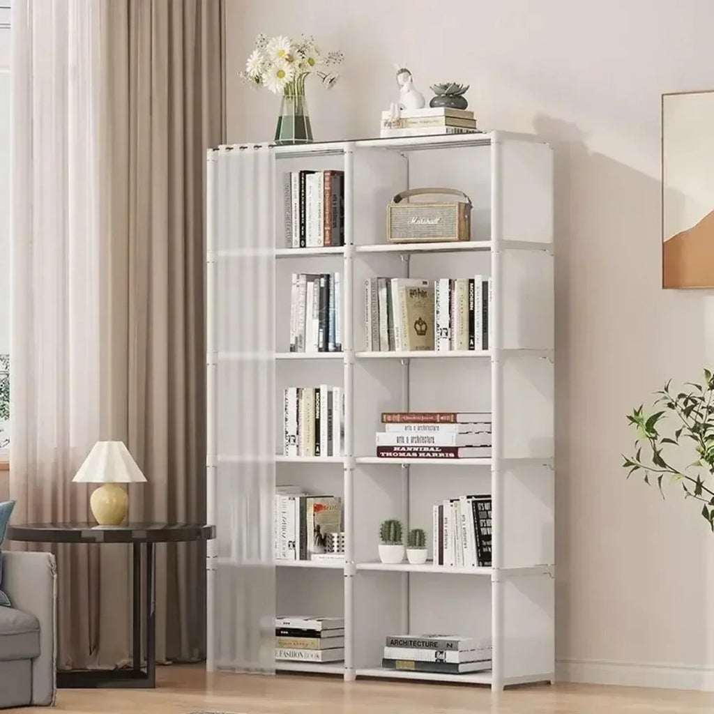 Armoire anti-poussière 6/5 niveaux, grande capacité, étagère de séparation, meuble de chambre à coucher, montage facile, meuble de rangement