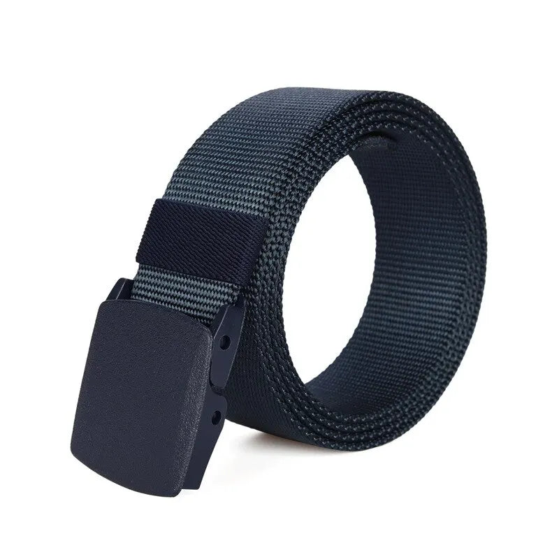 Men's Canvas Belt Plastic Buckle Metal-Free Tactical Waist Belt Outdoor Hiking Webbing Nylon Belt Women's Belt Neutral Belts New