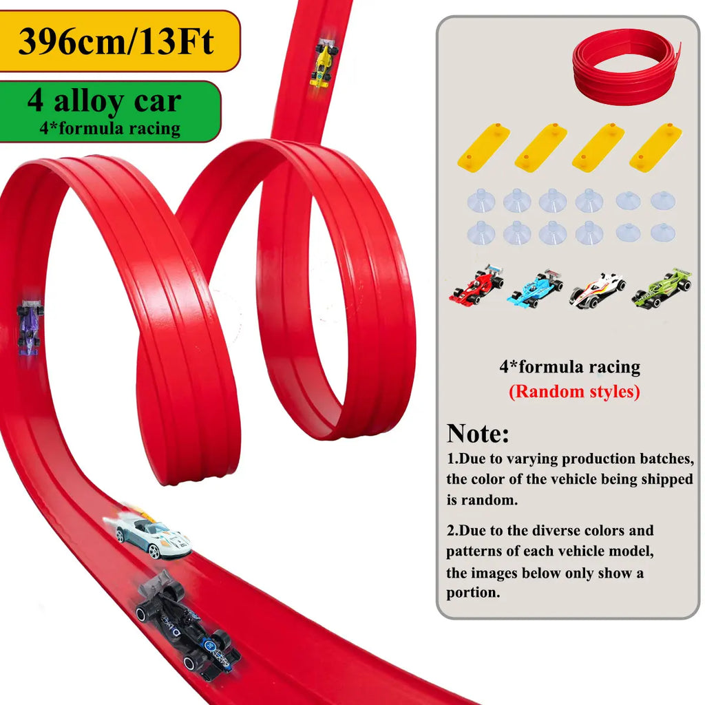 Net Bag 13Ft/16.3Ft Flexible Track Toy & Miniature Car DIY Competitive Rail Vehicle Game Educational Gift for Children Christmas