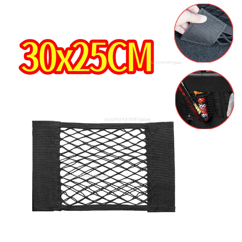 Filet de rangement pour voiture, filet de poche en maille extensible, autocollant élastique magique, sac de siège de coffre arrière universel, Cage de poche, organisateur automobile