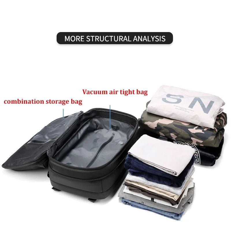 Voyage hommes 17 pouces sac à dos pour ordinateur portable compression sous vide sac à dos affaires grande capacité école sac à dos étendre sac à dos en plein air