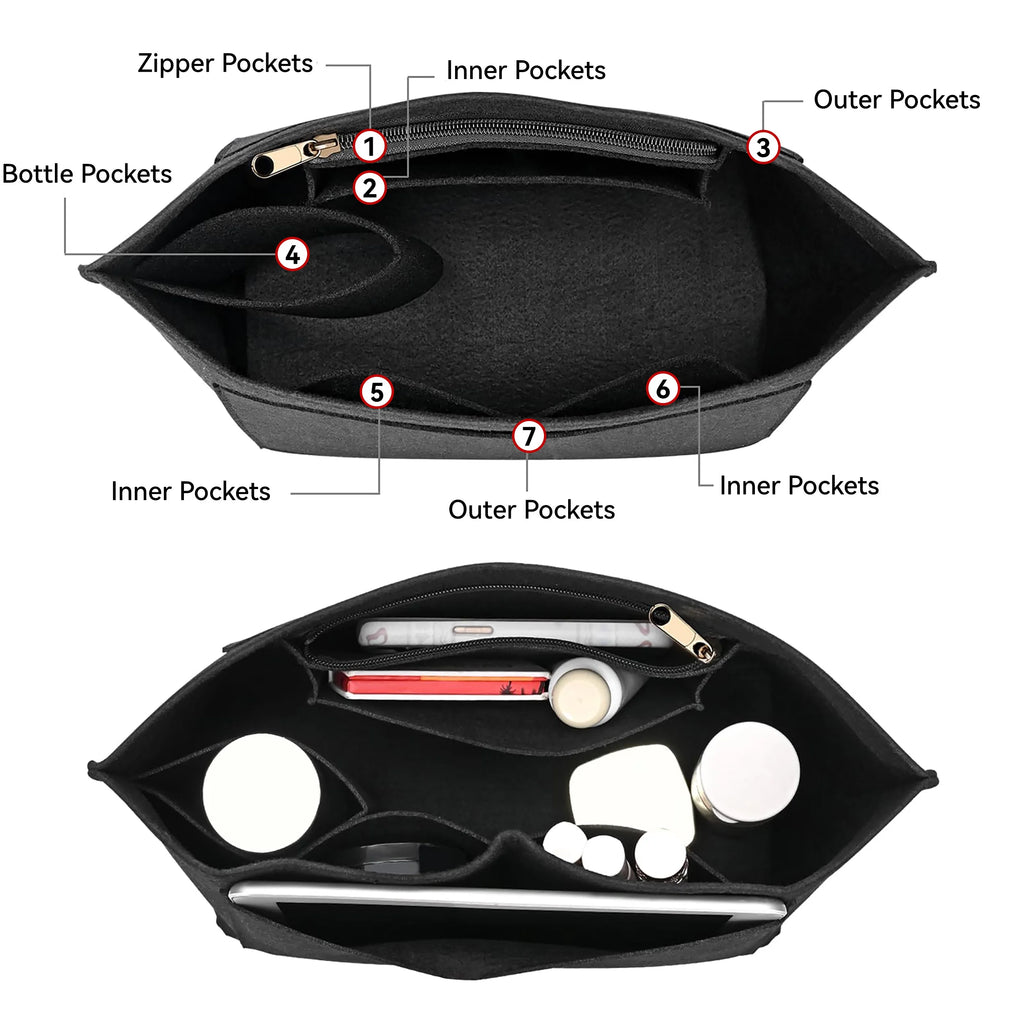 Sac à insertion en feutre adapté au sac à main Longchamp, sac de doublure en tissu feutré, sac de maquillage, Support de voyage, organisateur de sac à main Portable