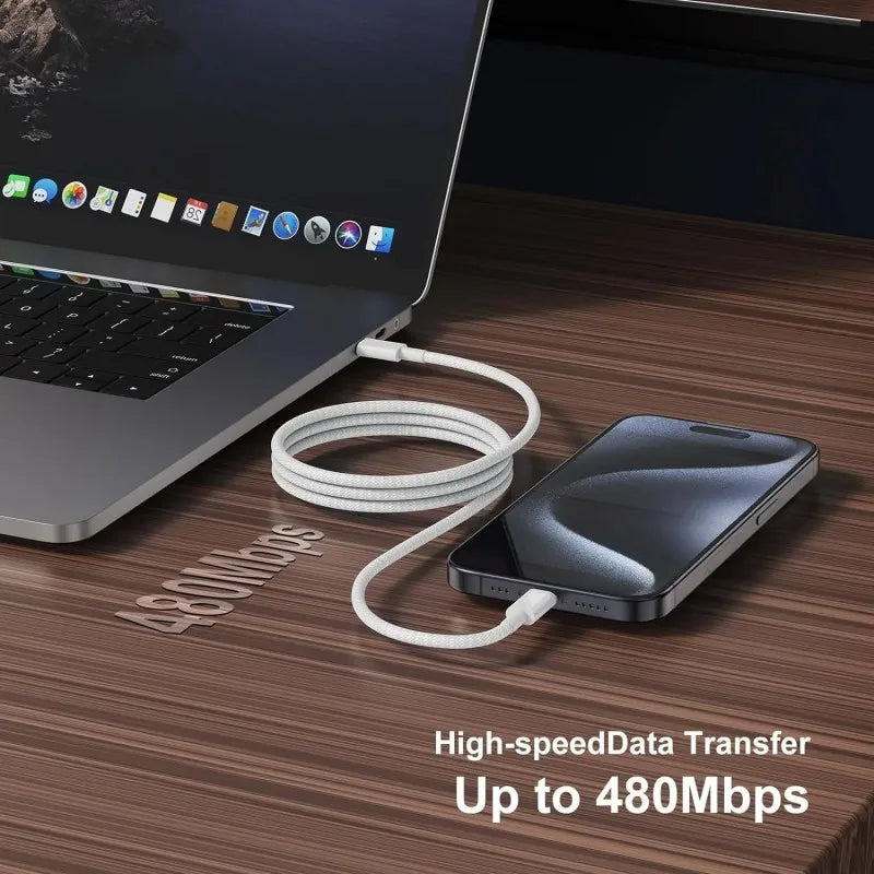 3 pièces câble USB C vers USB C 100W câble de chargeur de charge rapide prend en charge la charge rapide pour iPhone 16 15 Samsung Xiaomi Huawei etc.