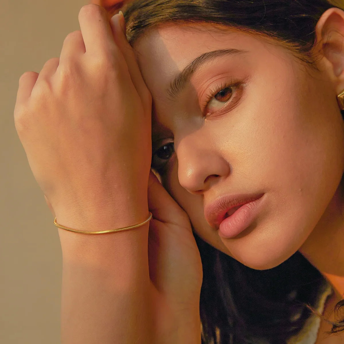 CNCZ – Bracelet en chaîne en os rond de Style Simple, en acier inoxydable, chaîne en os de serpent doré et argenté, cadeau à la mode Y2k, bijoux pour femmes