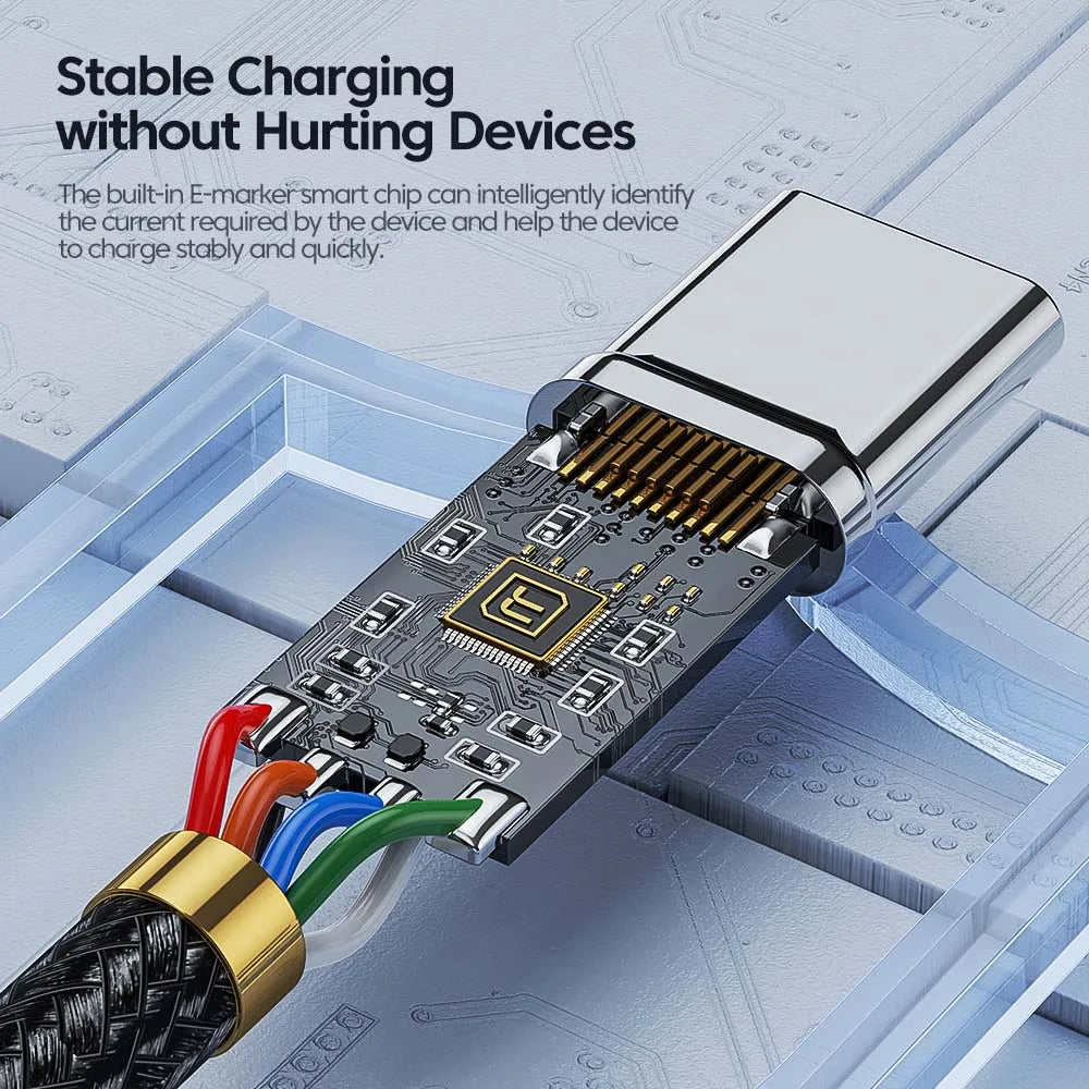 Toocki 100W Type C vers USB C câble PD 3.0 Charge rapide 4.0 Charge rapide Type C vers Type C pour iPhone 15 Macbook Samsung Xiaomi