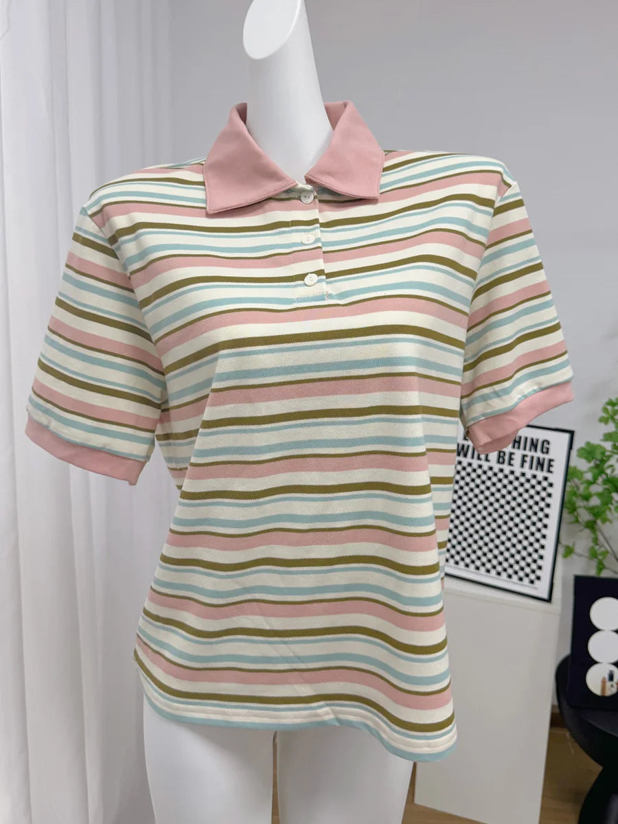 Hirsionsan Polo Col T-shirt Femmes Doux Chic T-shirts 95% Coton Pull Vêtements Lâche Pull Occasionnel 2025 Été Nouvelle Récolte Hauts