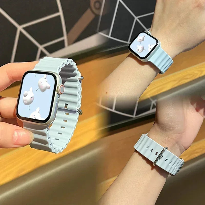 Bracelet océan en Silicone pour bracelets de montre Apple 45mm 46mm 40mm Ultra 2 49mm 44mm 41mm 38-42mm bracelet de sport série 10 9 8 7 6 5 4 SE