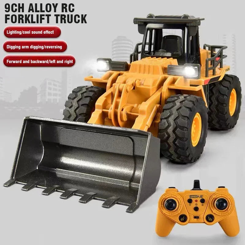 2.4G Alloy Remote Control Excavator Bulldozer Dump Truck Engineering Vehicle Toy 9CH RC Trucks Model Children Toy Kids Xmas Gift