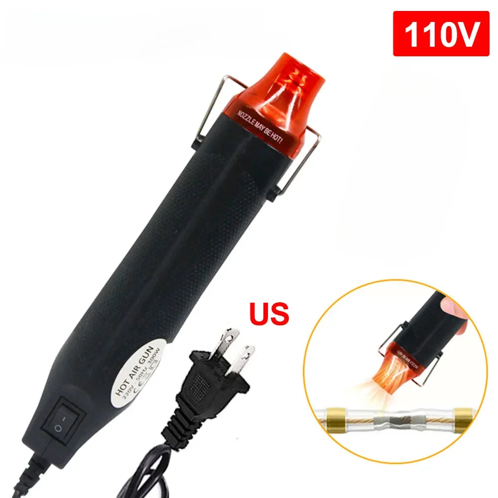Pistolet à air chaud 220/110 V pour bricolage, outil de chauffage électrique, mini souffleur pour soudage, avec base de support rétractable