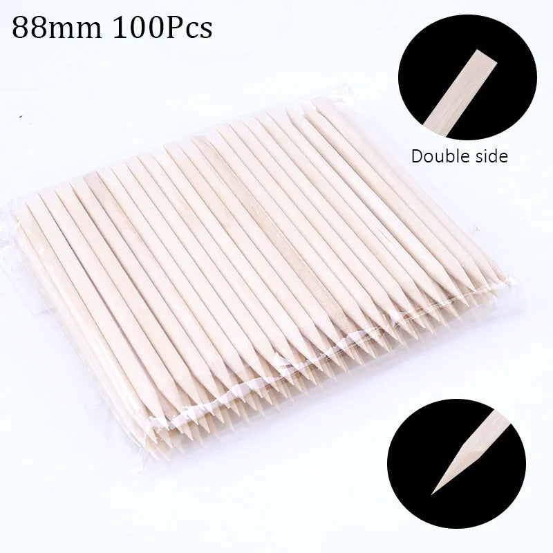 100/50 pièces Bâtonnets en bois d'oranger pour nail art, repousse-cuticules, dissolvant de strass et de points, outils de manucure et pédicure