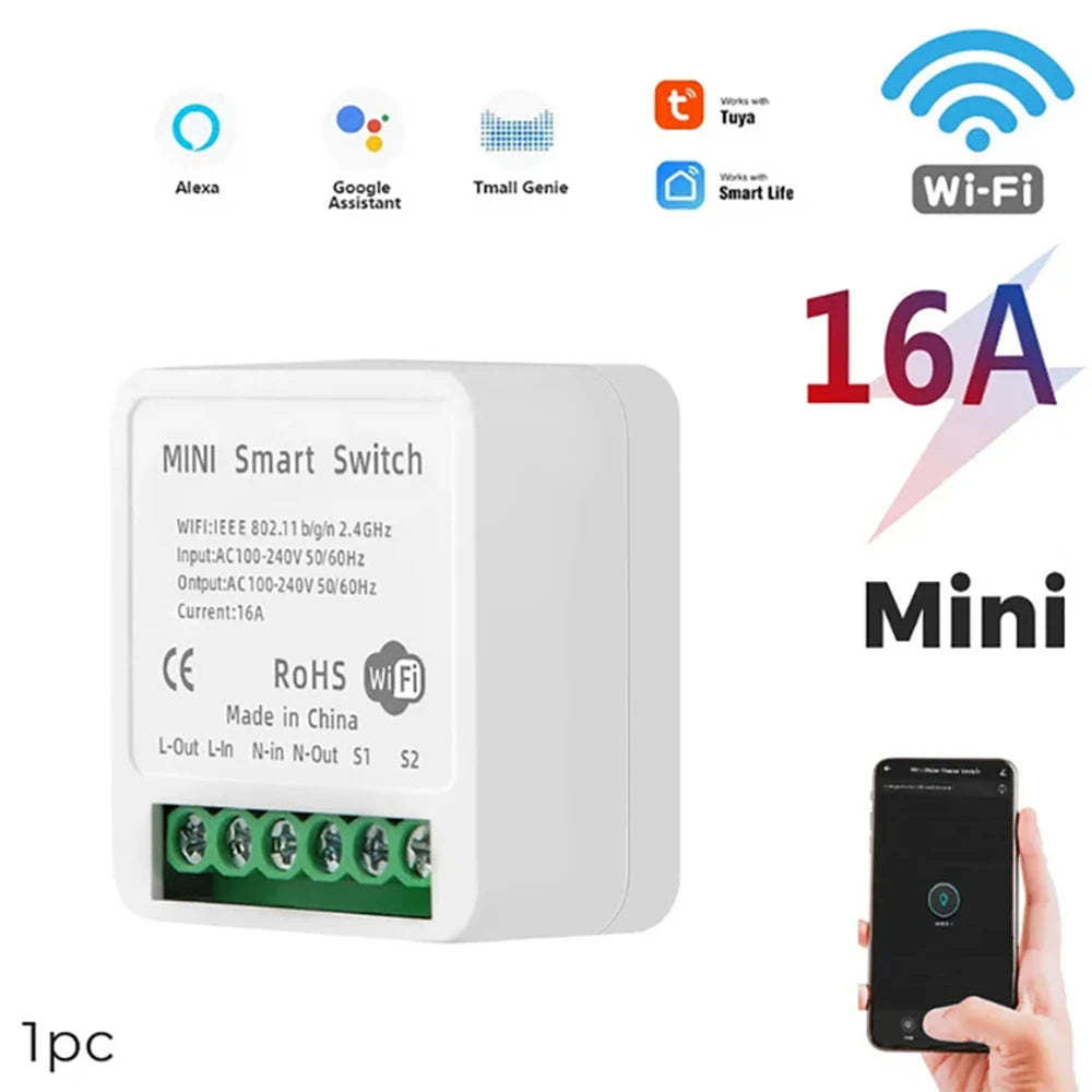 Commutateur Wifi intelligent 16A, 2 voies, disjoncteur, minuterie, prise en charge d'alexa, Google Home, Alice, SmartThings, maison intelligente