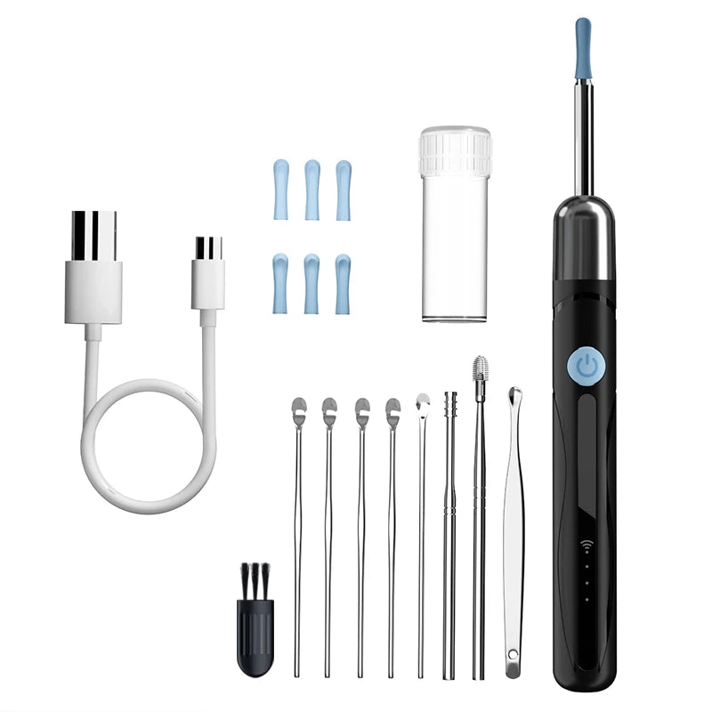 Endoscope WiFi 4.2mm 1080P, caméra de sélection d'oreille avec Base de cuillère d'oreille pour iOS/Android, Otoscope de nettoyage d'oreille avec outil d'élimination du cérumen