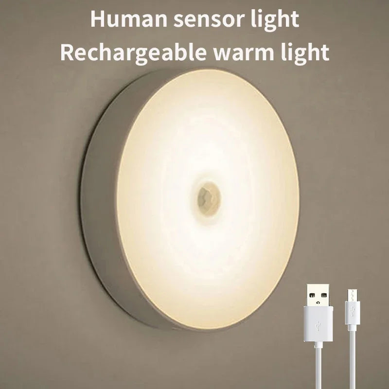 LED intelligente capteur de corps humain veilleuses éclairage automatique d'urgence USB charge sans fil aspiration magnétique LED lumières d'armoire