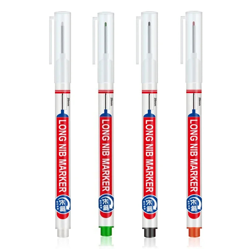 Marqueurs à tête de pointe longue pour stylo perforateur en métal, étanche, salle de bains, décoration du bois, multi-usages, 4 pièces/ensemble 20mm
