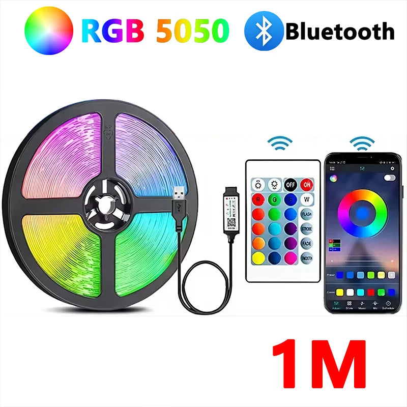 Led Strip Lights Bluetooth Control RGB LED Lights for TV USB 5V Led Tape for TV Backlight Room Party Decoration Party Wedding