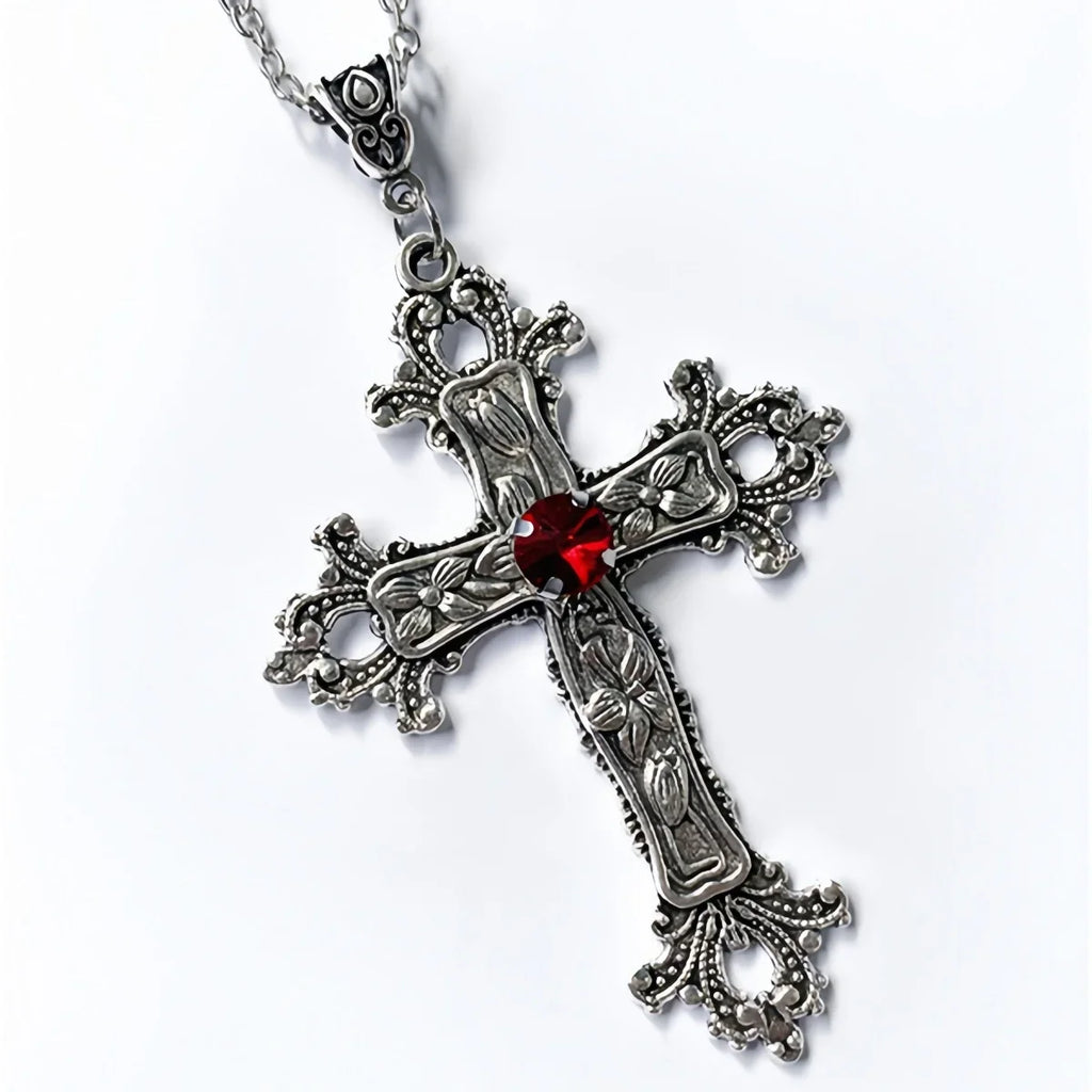 Colliers Punk avec pendentif grande croix en cristal pour femmes et hommes, gothique, chaîne de clavicule irrégulière, bijoux esthétiques