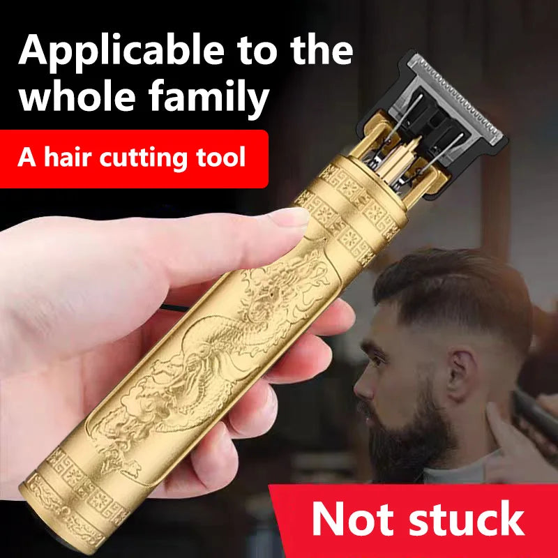 T9 HairClipper Beard Shaving Body Hair Trimmer Clippers Electric Machine Men Haircut Machine 0mm Barber ShaverDragon Carved