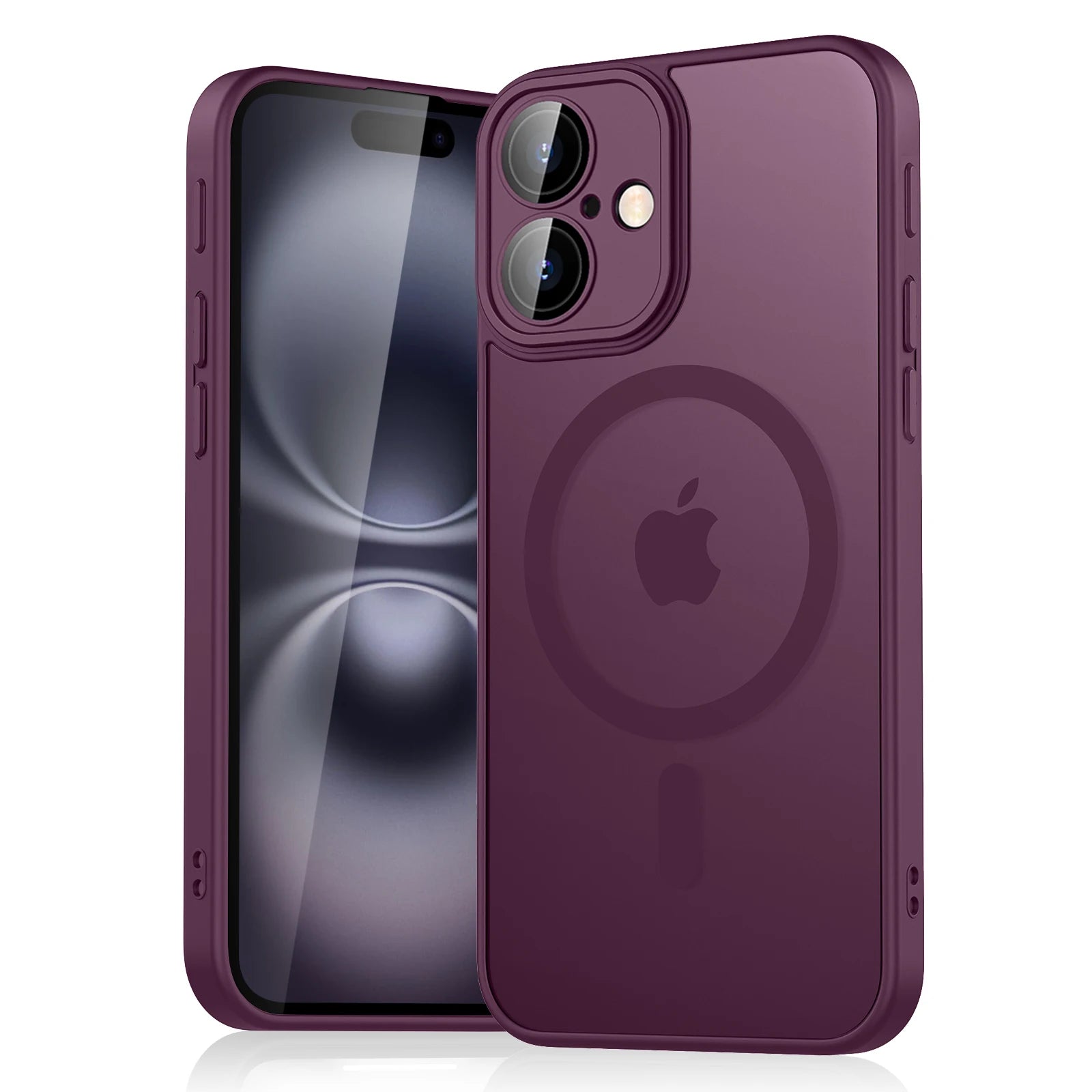 Coque magnétique mate translucide de luxe antichoc pour iPhone 11 12 13 14 15 16 compatible avec la charge sans fil MagSafe