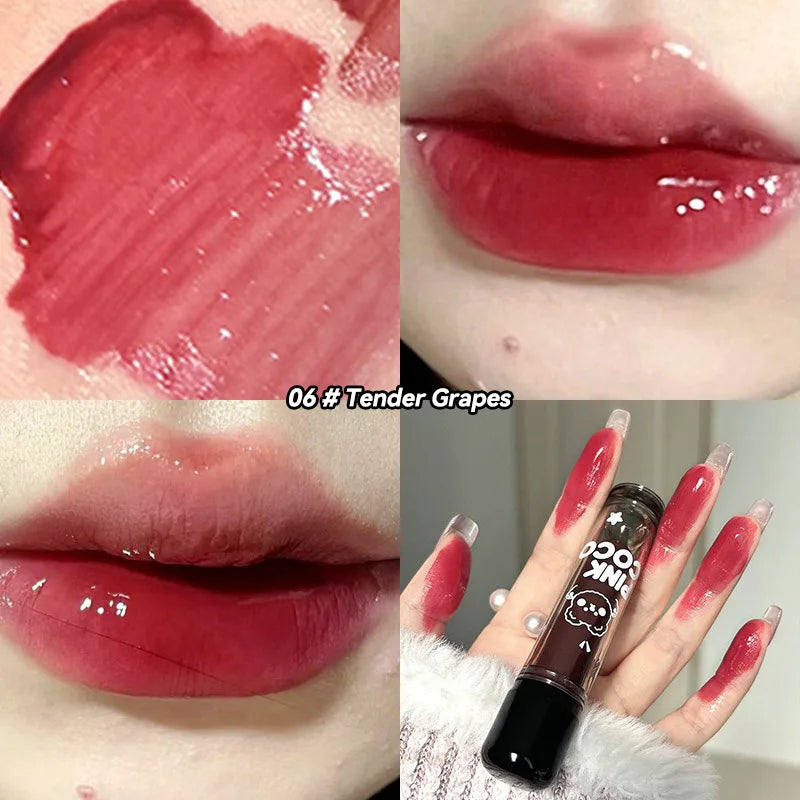 Gloss à lèvres effet miroir Ours Adorable - Rouge à lèvres liquide longue tenue, hydratant et sans transfert, à la texture aqueuse - Brillance luxueuse