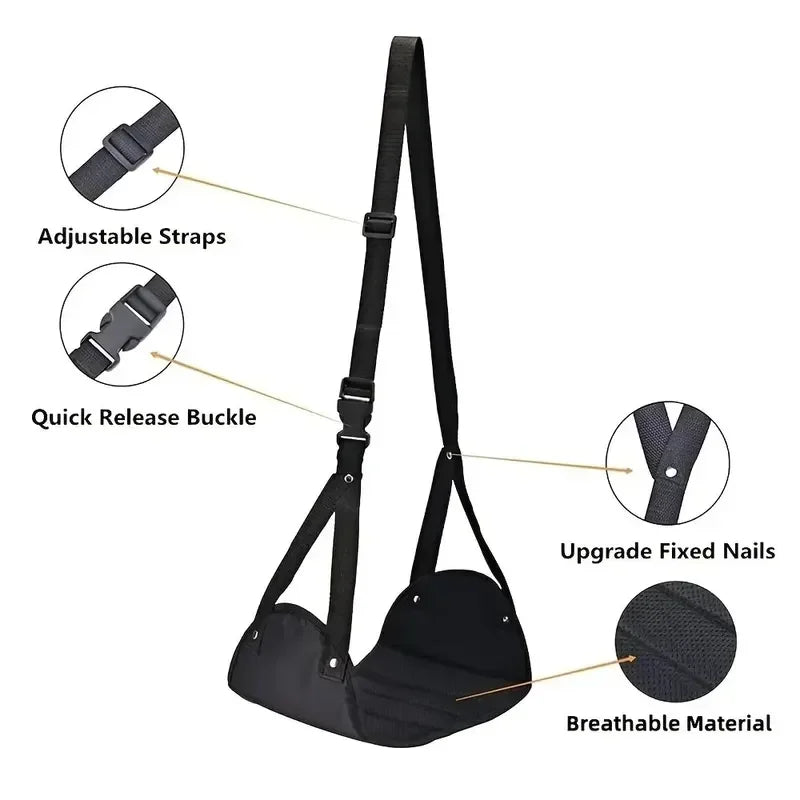 Tapis de sol portable - Tapis de repos pour les pieds avec sangle ajustable - Tapis de sol hamac pour les pieds - Tapis de voyage magique Lazy Man - Tapis de voyage magique pour avion