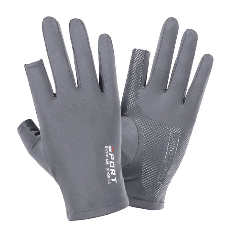 Gants demi-doigts en soie glacée, hautement élastiques, respirants et offrant une protection solaire optimale, pour hommes et femmes (1 paire). Gants fins pour activités de plein air : cyclisme, conduite, pêche
