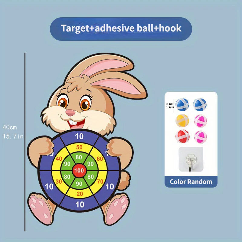 Dart Board for Kids with 3 Sticky Balls Indoor Outdoor Sport Party Games Cartoon Animal Dart Board Toys Christmas Gift