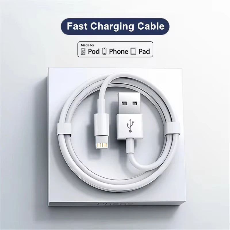 FASO – câble de chargement USB de qualité, pour iPhone 14 8 7 6S Plus 13 12 Pro XS Max XR SE, cordon de charge rapide, ligne de synchronisation de données, 1m 2m 3m