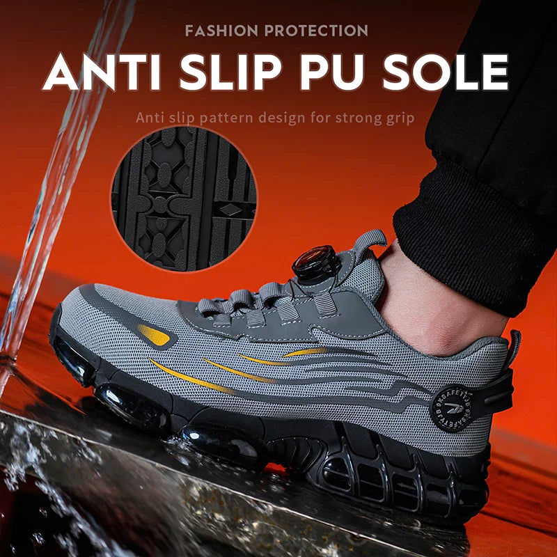 Chaussures de travail respirantes, sans lacets, à semelle souple, confortables, anti-écrasement et anti-perforation