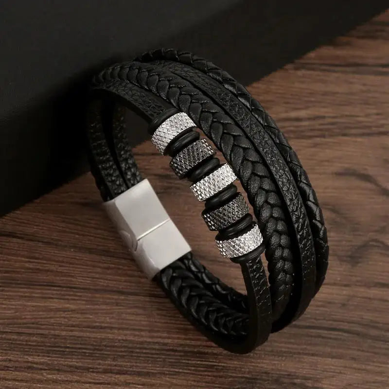 Bracelet en cuir classique pour hommes, nouveau Style, tissé à la main, multicouche, accessoire combiné, mode homme, bijoux, vente en gros, livraison directe
