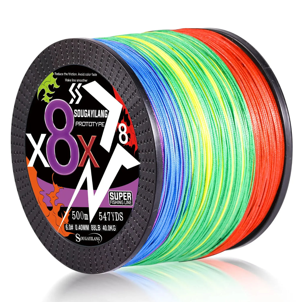 Sougayilang – ligne de pêche tressée X4 X8, 100/300/500 Max, ligne PE Multifilament, pour bar, brochet, carpe, accessoires de pêche