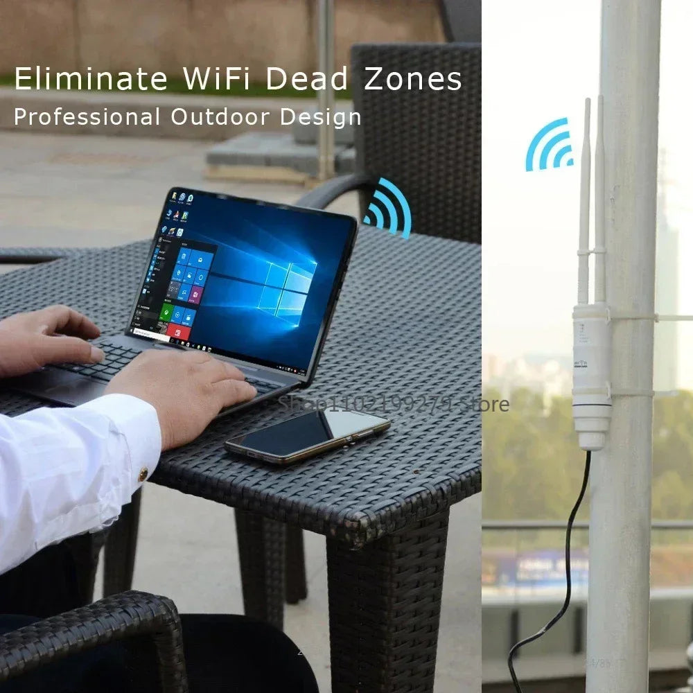 Répéteur Wi-Fi extérieur AC600 haute puissance, routeur AP double bande 2,4 GHz + 5 GHz, extension longue portée, PoE, parafoudre intégré