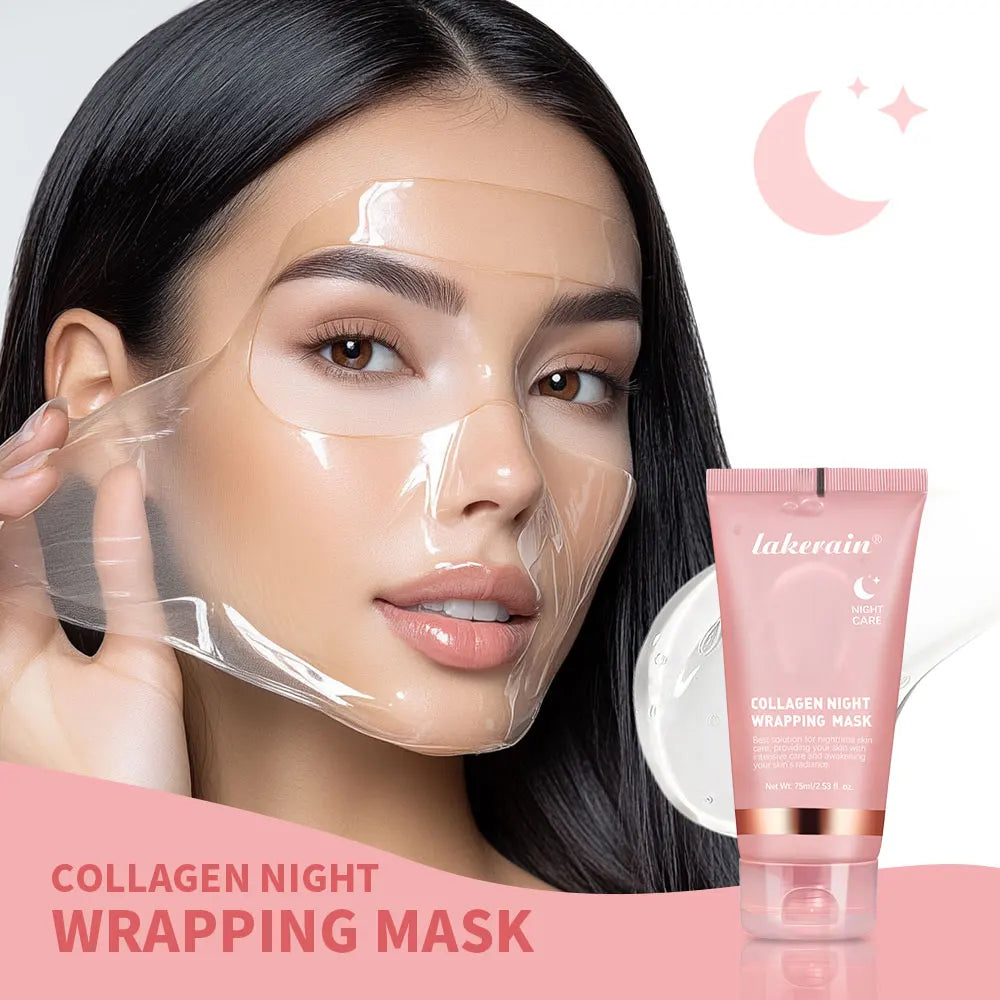 Masque facial peel-off au collagène, soin de nuit enveloppant, hydratation et élasticité, réduit le relâchement cutané et le teint terne, collagène hydrolysé