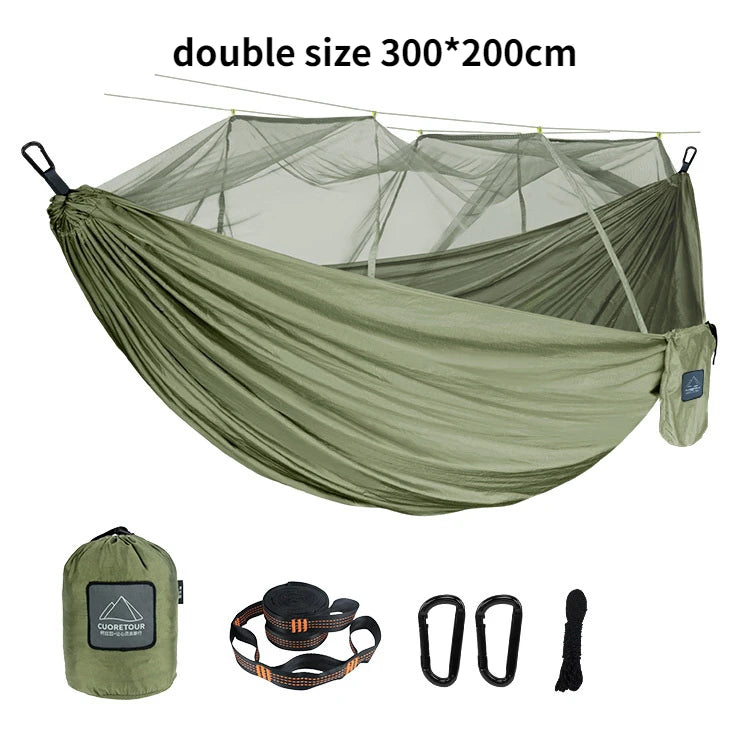 Tissu en nylon portable pour voyage, camping et couchage suspendu, disponible en tailles simple et double. Disponible en versions simple et double. Disponible en version portable et suspendue.