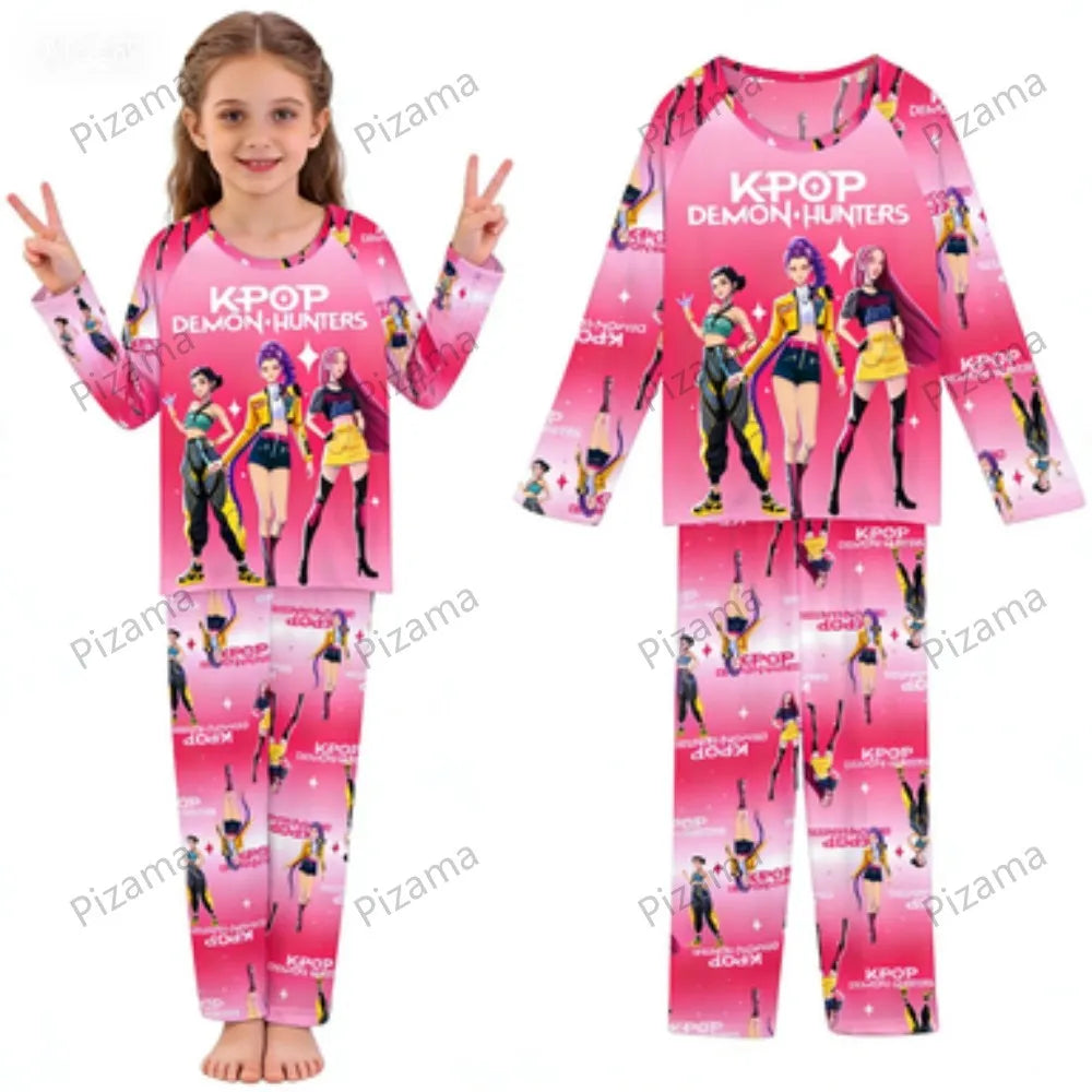 Pyjama K-Pop Chasseurs de Démons, ensemble 2 pièces pour enfants, manches longues et pantalon, collection automne. Convient aux garçons, filles, bébés et adolescents
