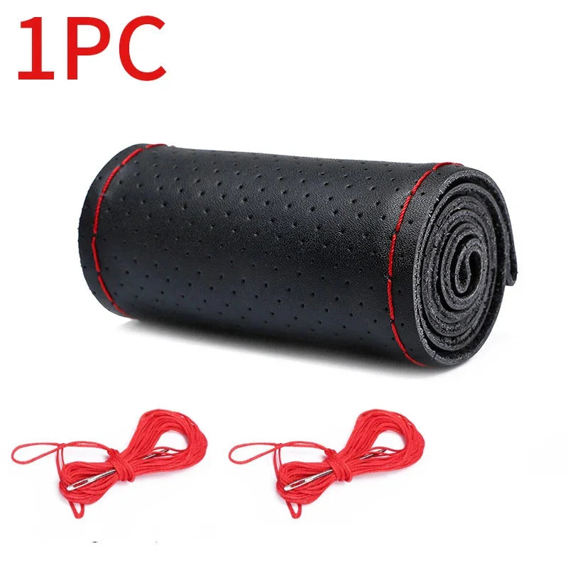 Housse de volant en cuir véritable tressée pour voiture, protection anti-rayures, accessoires de volant