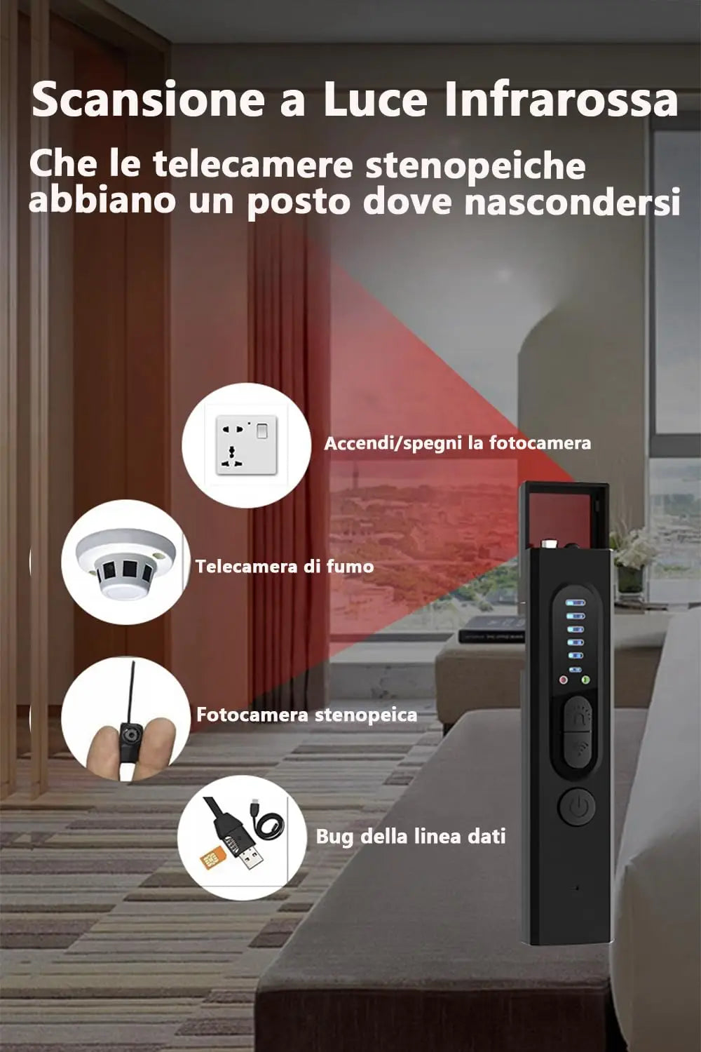 Détecteur de micro-espion, brouilleur de fréquence, détecteur de caméra cachée, détecteur d'espion sans fil, détecteur de caméra cachée pour bureaux, hôtel