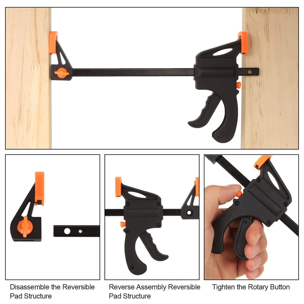 5/2pcs Woodworking Work Bar Clamp - 4 Inch Hard Quick Ratchet Release Clip, Special Hand Tool for Carpentry