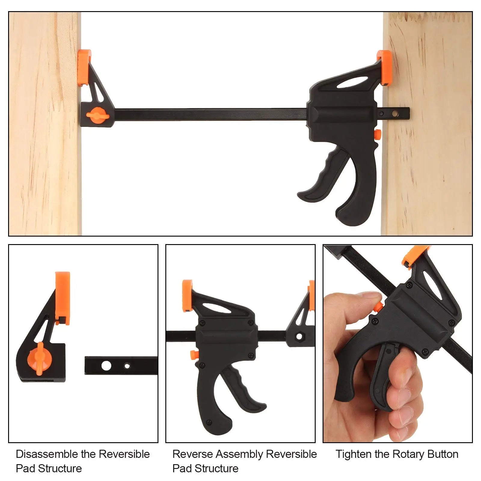 5/2pcs Woodworking Work Bar Clamp - 4 Inch Hard Quick Ratchet Release Clip, Special Hand Tool for Carpentry