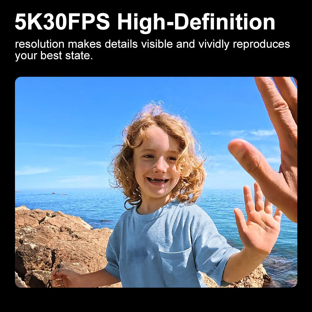 Caméra d'action Ourlife MTR40 5K 2.0 "écran tactile IPS 5X Zoom caméra d'action WiFi EIS 170 ° 30M caméra de sport professionnelle étanche