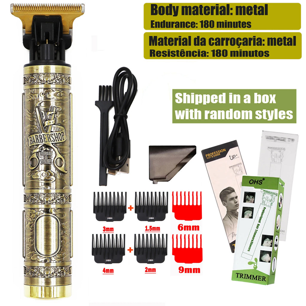 T9 HairClipper Beard Shaving Body Hair Trimmer Clippers Electric Machine Men Haircut Machine 0mm Barber ShaverDragon Carved
