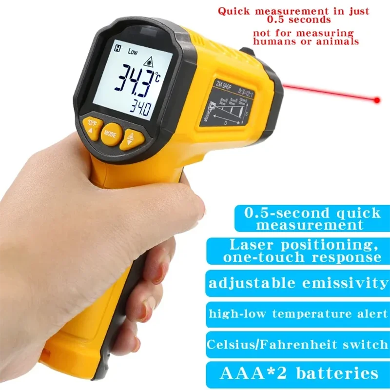 TS380 Infrared Non-Contact Thermometer Handheld Industrial High-Precision Electronic Temperature Gauge TS600