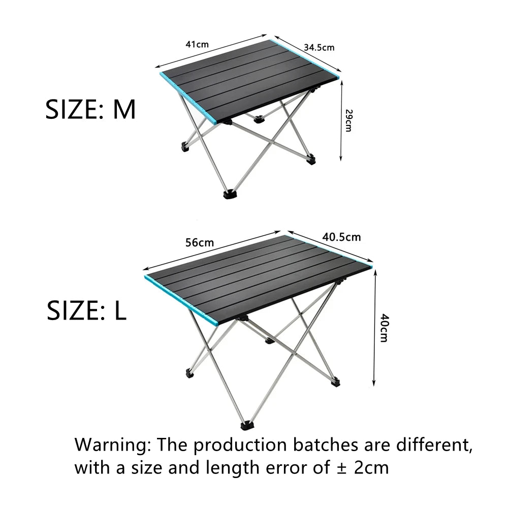 Table de camping pliante ultralégère et portable, idéale pour les repas en plein air, en alliage d'aluminium haute résistance, pour les fêtes dans le jardin, les pique-niques et les barbecues.