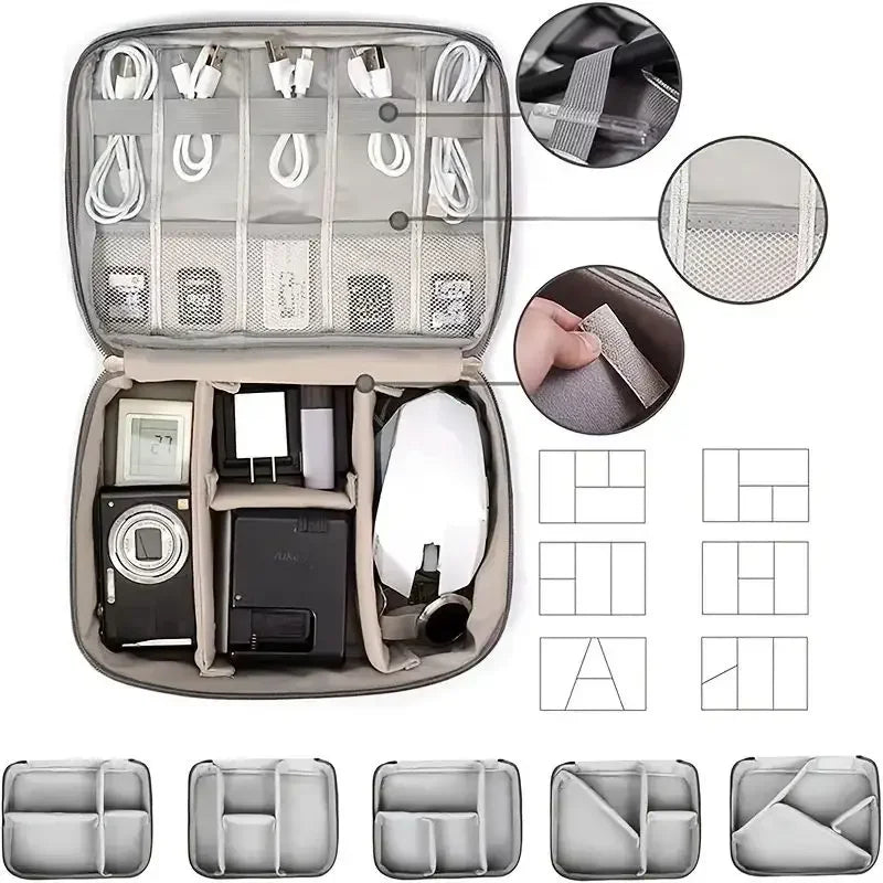 Portable Tech Organizer Case for Electronic Accessories Cables Earphones Storag