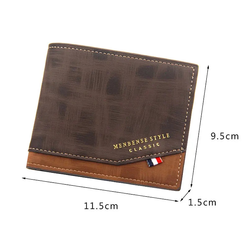 Portefeuille court pour homme, fin et classique, avec porte-monnaie et porte-photo, petit portefeuille masculin, porte-cartes de qualité, portefeuille en cuir givré pour homme