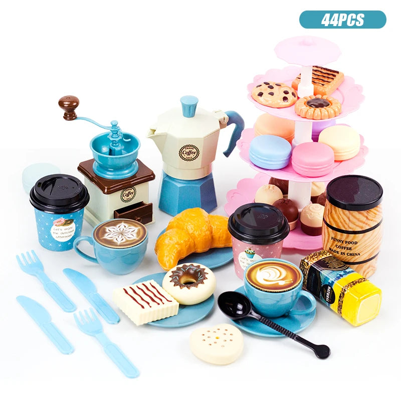 Ensemble de jeu pour enfants : nourriture, thé, cuisine miniature, gâteau à découper, idéal pour les jeux de rôle et les cadeaux d'anniversaire