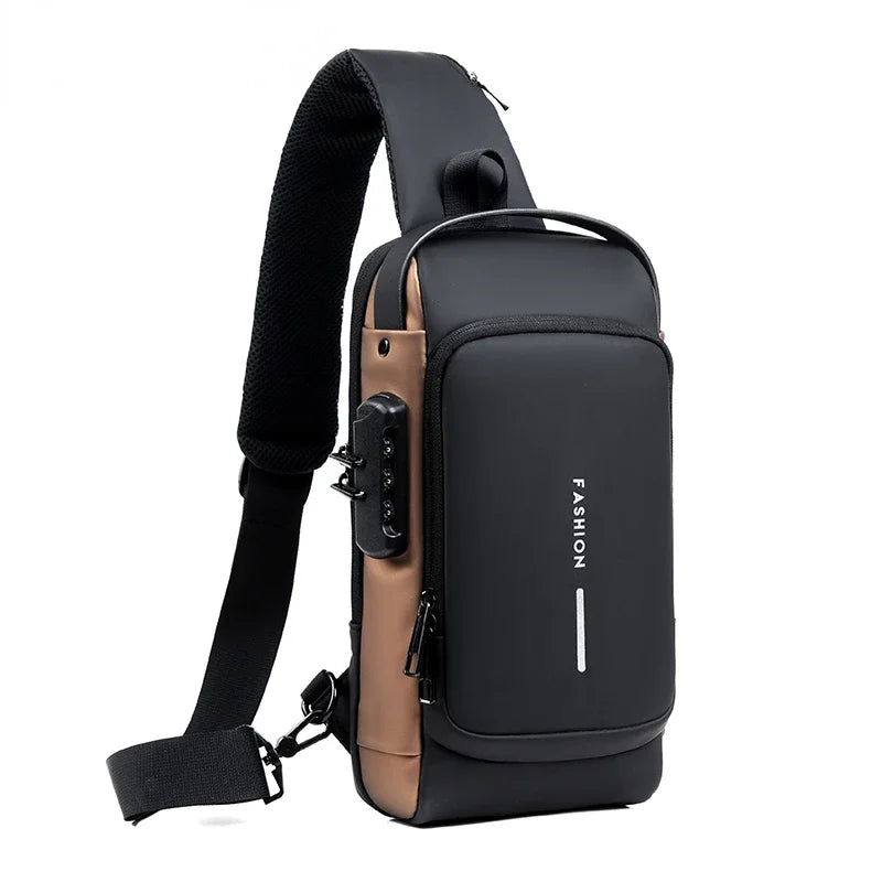 Nouveau Sac de poitrine antivol pour hommes USB charge bandoulière école courte distance sac d'exercice