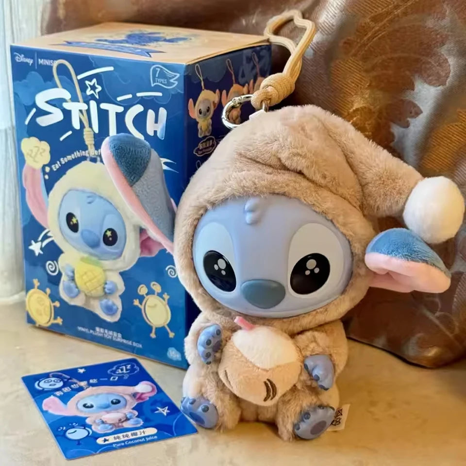 Miniso Stitch manger quelque chose avant de dormir Disney boîte aveugle sac mystère vinyle peluche poupée jouets pendentif Surprise les monstres cadeaux